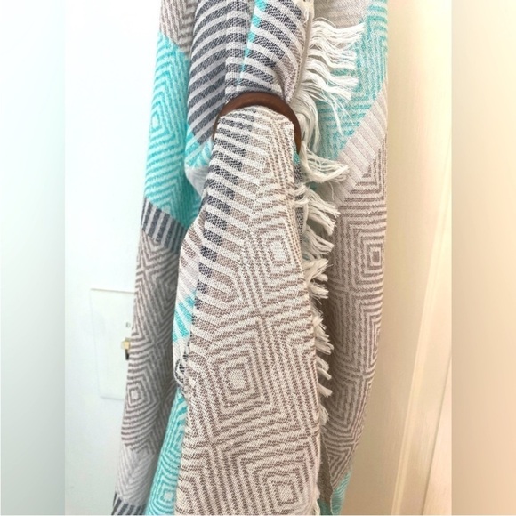 Travel Wrap Blanket Sarong Hand Crafted Loom Weave 2 Side Organic Cotton Aqua - Picture 7 of 16